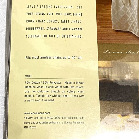 Lenox Dining Room Chair Cover Platinum Laurel Leaf Damask 40” Replacement New - Picture 5 of 5